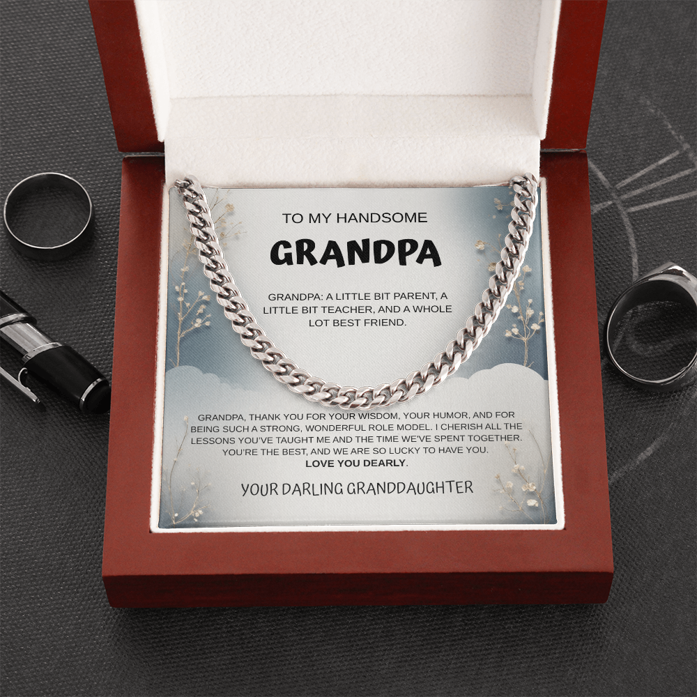 My Handsome Grandpa Cuban Link Necklace From Granddaughter