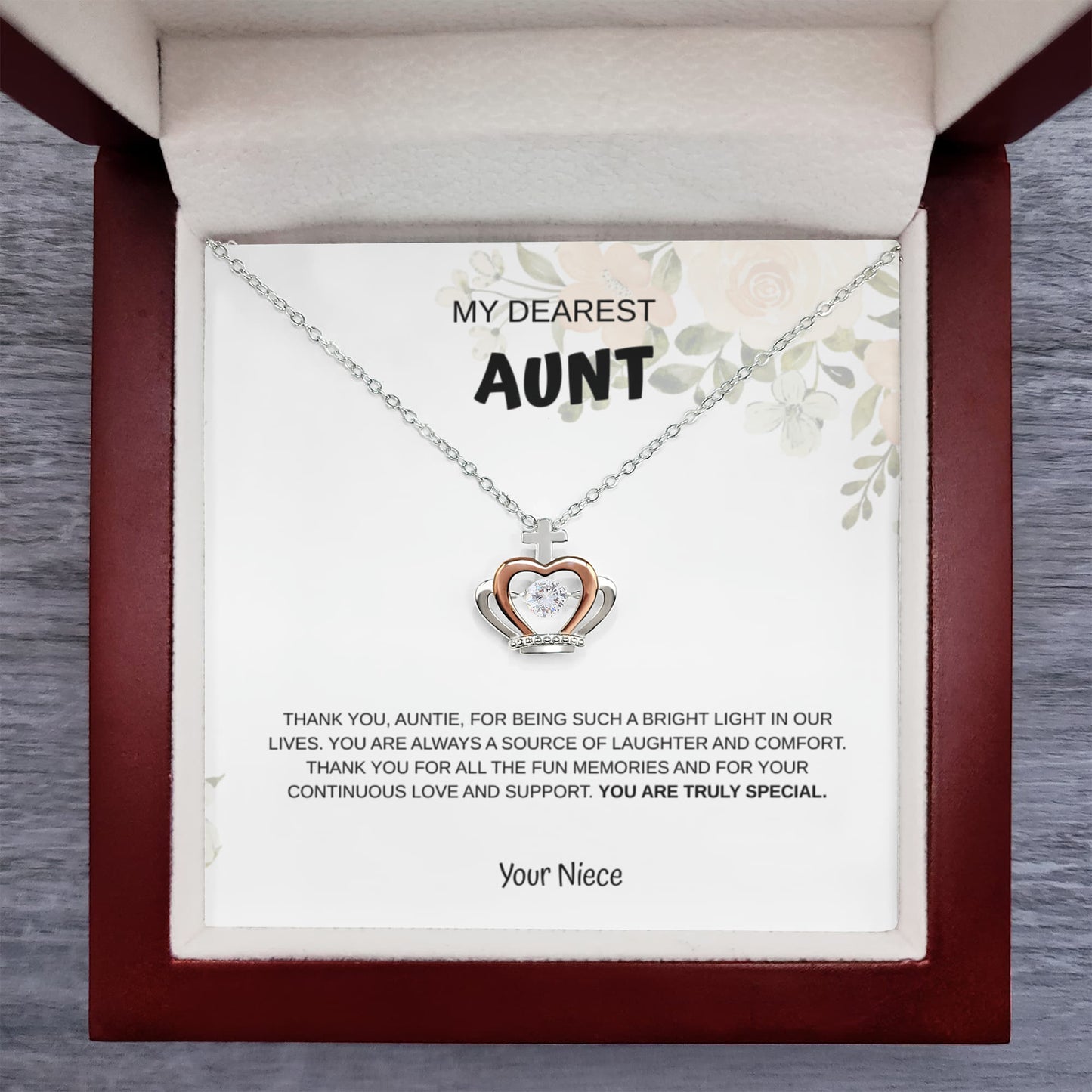 My dearest Aunt Crown Necklace From Niece