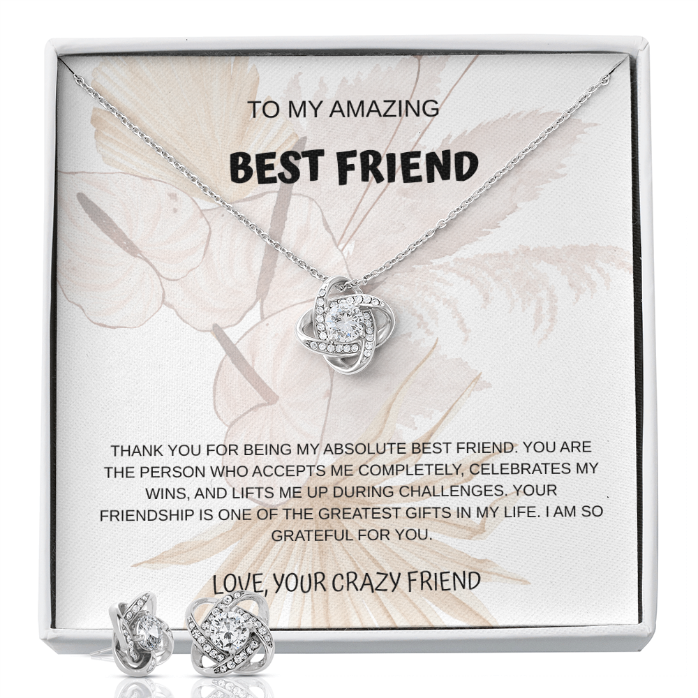 To My Amazing Best Friend Necklace And Earring Set