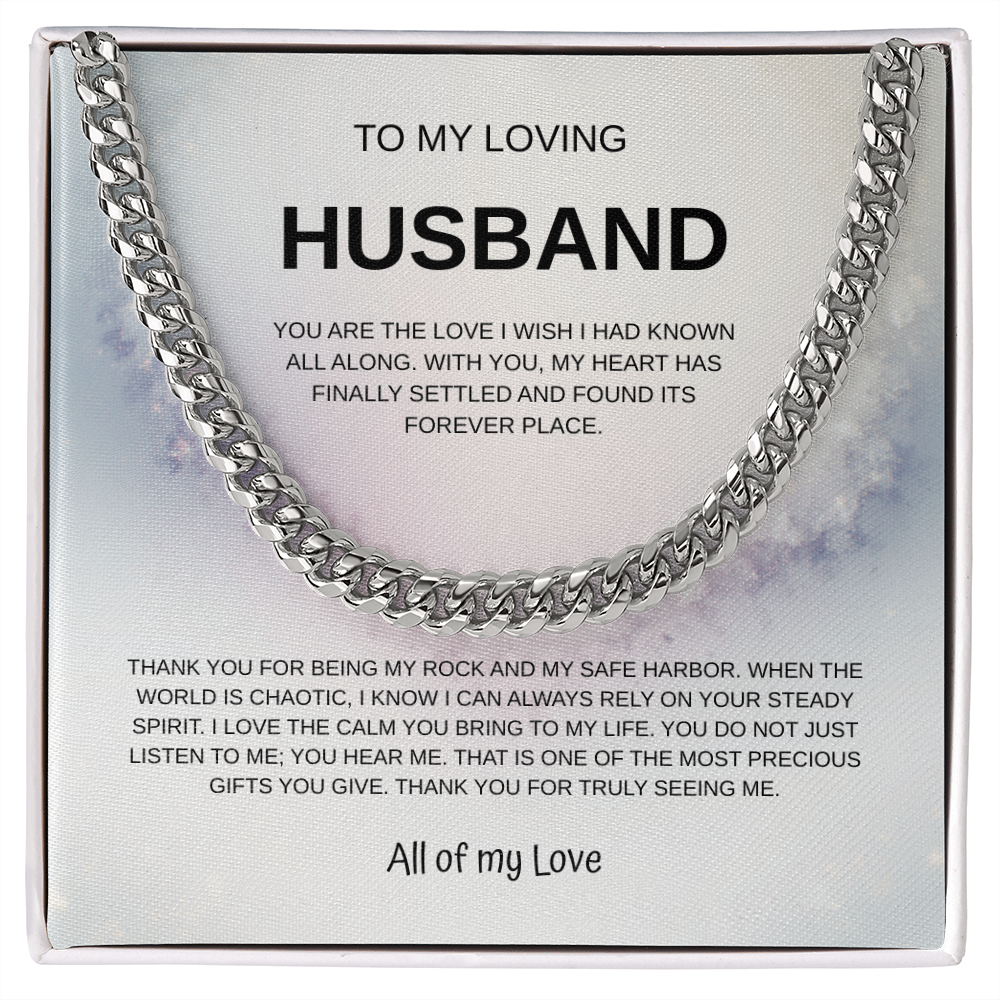 To My Loving Husband Cuban Link Necklace