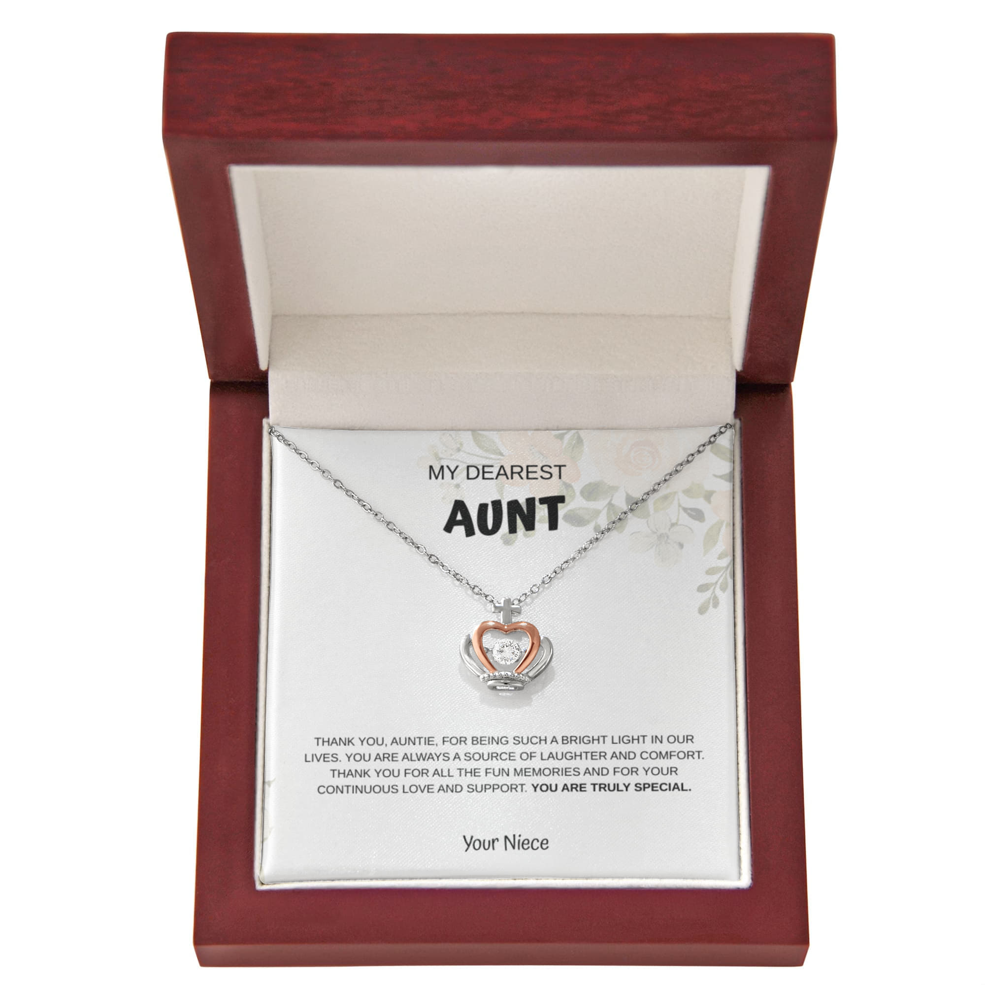 My dearest Aunt Crown Necklace From Niece